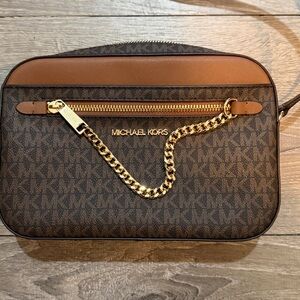 Michael Kors Brown and Gold Crossbody Bag